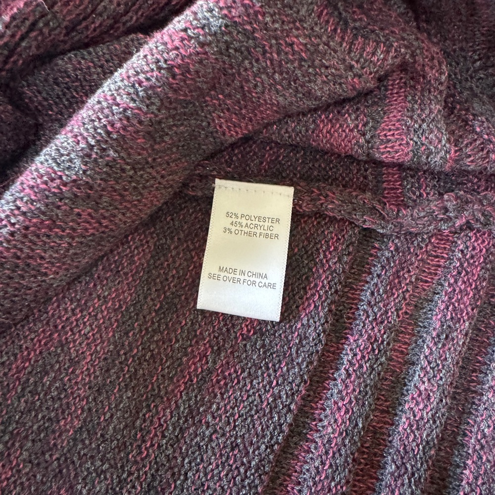 Purple Cardigan Sweater with Ribbed Texture - Picture 6 of 7
